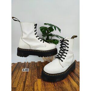 Dr. Martens Women’s Combs White Lace Up Patent Leather Combat Boots Size 9M US